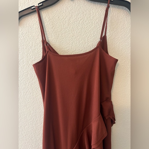 Open Edit Ruffle Mini Dress In Rust Color Size XS NWOT - Picture 7 of 8